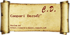 Caspari Dezső névjegykártya